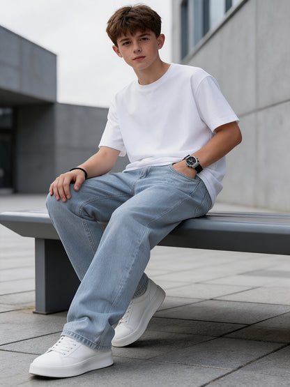 Boys' Straight-Leg Casual Cotton Blend Jeans for Spring
