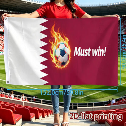 Qatar Football Print Polyester Cheer Banner for Sports & Parties