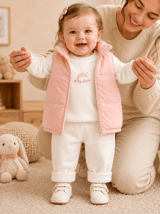 Toddler Girl 3-Piece Autumn Winter Outfit Set, Warm & Casual