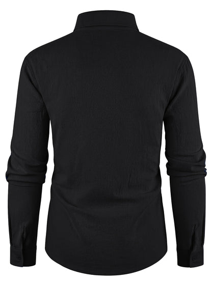 Men's Linen Casual Shirt Solid Color Lapel Breathable Top
