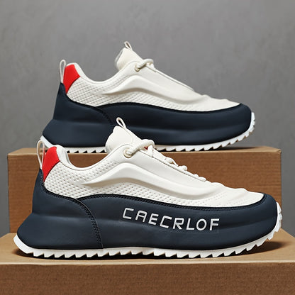 Men's Casual Lace-Up Basketball Shoes, Classic White and Blue Contrast Sneakers, Offering a Breathable, Lightweight, and Comfortable Feel with Shock Absorption and Wear Resistance. Suitable for All-season Casual and Daily Spo - ayq