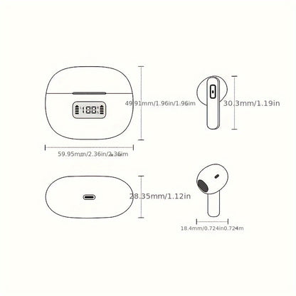 High-Fidelity Sound Quality with Deep Noise Cancellation, Seamless Connectivity, Volume Control, Open-Back Design, Compatible with Tablets - Wireless Sports Earbuds with LED Digital Display, Long Battery Life, Touch Operation