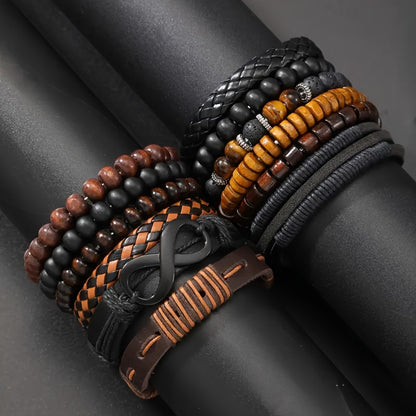 A Set of 12 Stylish Bracelets for Men, Suitable for Everyday Wear And Parties, Featuring Handcrafted Vintage Woven Designs.