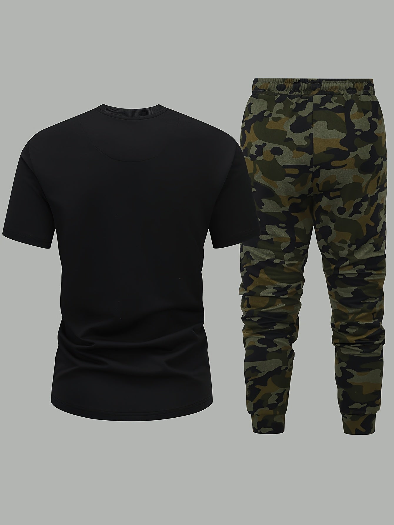 Men'S Camouflage Short Sleeve T-Shirt & Pants Set - Breathable, Quick-Dry Knit Fabric, Casual Style, Regular Fit, Ideal for Outdoor Activities, Hiking, and Fishing, Outdoor Clothing | Casual Style | Comfortable Fit
