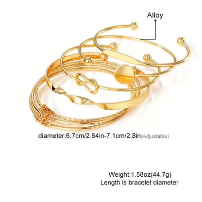 Adjustable Elegant Golden Ladies Bracelet Set of 5