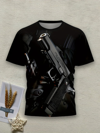 Men's 3D Printed Novelty T-Shirt - Casual, Breathable Polyester, Machine Washable, Round Neck - Perfect for Summer