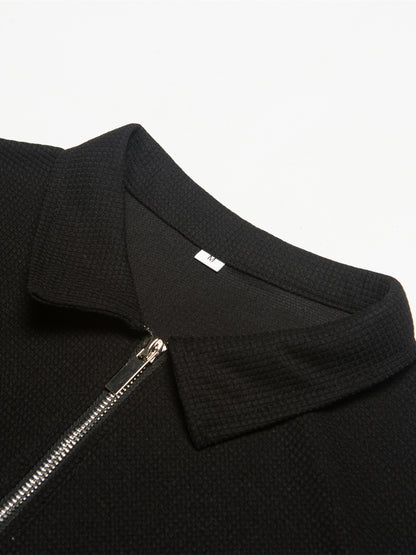 Men's Solid Short Sleeve Zipper Shirt, Casual Male Shirt For Summer Outdoor, Gift For Men - ayq