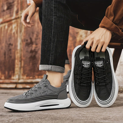 Men's Slip-On Casual Sneakers - Breathable Comfortable Low-Top Shoes with Elastic Panels, PU Upper  PVC Sole for Outdoor Hiking, Running, Daily Wear - All-Season Versatile Streetwear, Hiking Street Shoes, Modern Street Shoes