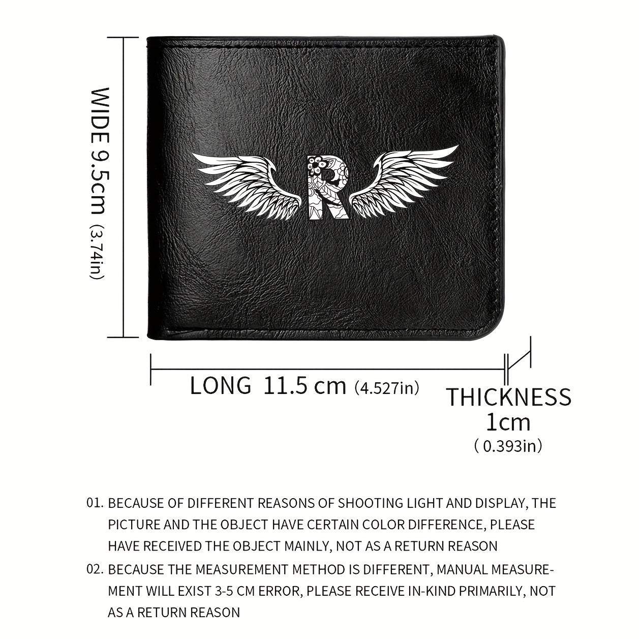 Wing Letter Print Faux Leather Wallet - Casual Fold Design with Credit Card Slots and Coin Purse, Perfect Valentine's Day Gift
