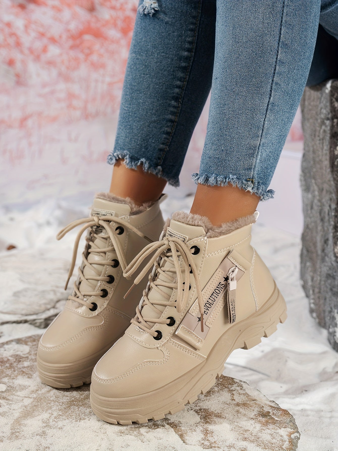 Women'S Winter Snow Boots - Warm Lined, Non-Slip, High-Top Outdoor Casual Shoes with Ribbed Cushioning, Black, Perfect for Cold Weather Activities, Winter Footwear | Stylish Winter Boots | Durable Footwear