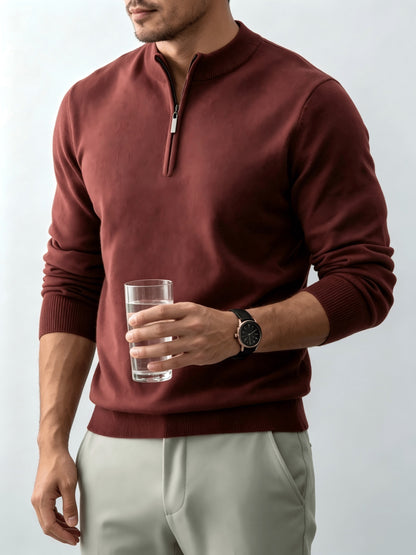 Men's Fall/Winter Half-Zip Stand Collar Knit Pullover Sweater