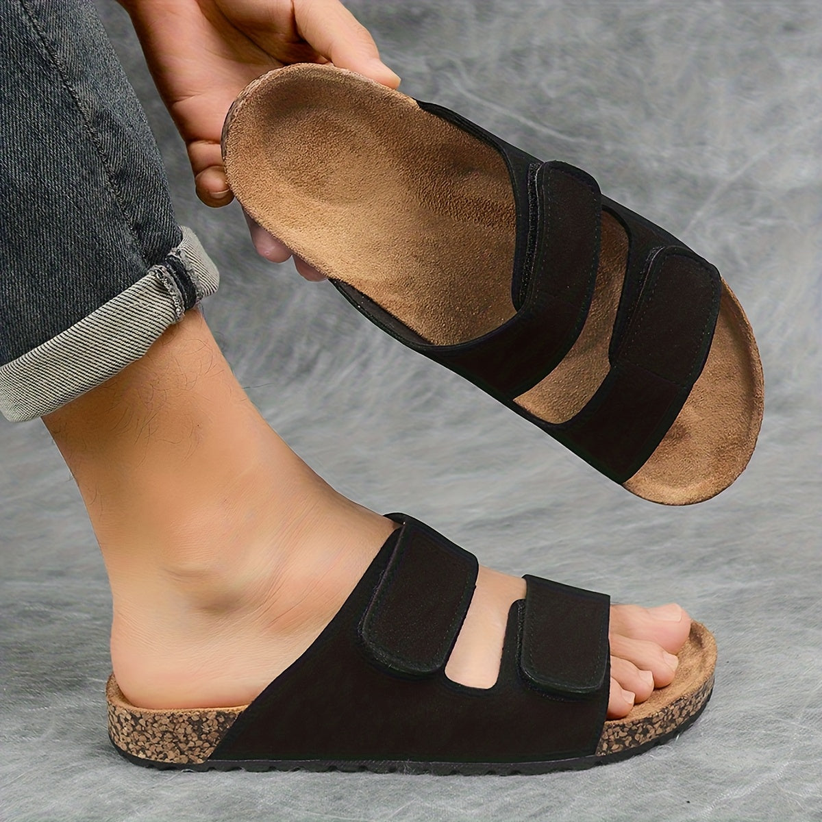 Men's Vintage Double Buckle Casual Slip-On Slippers