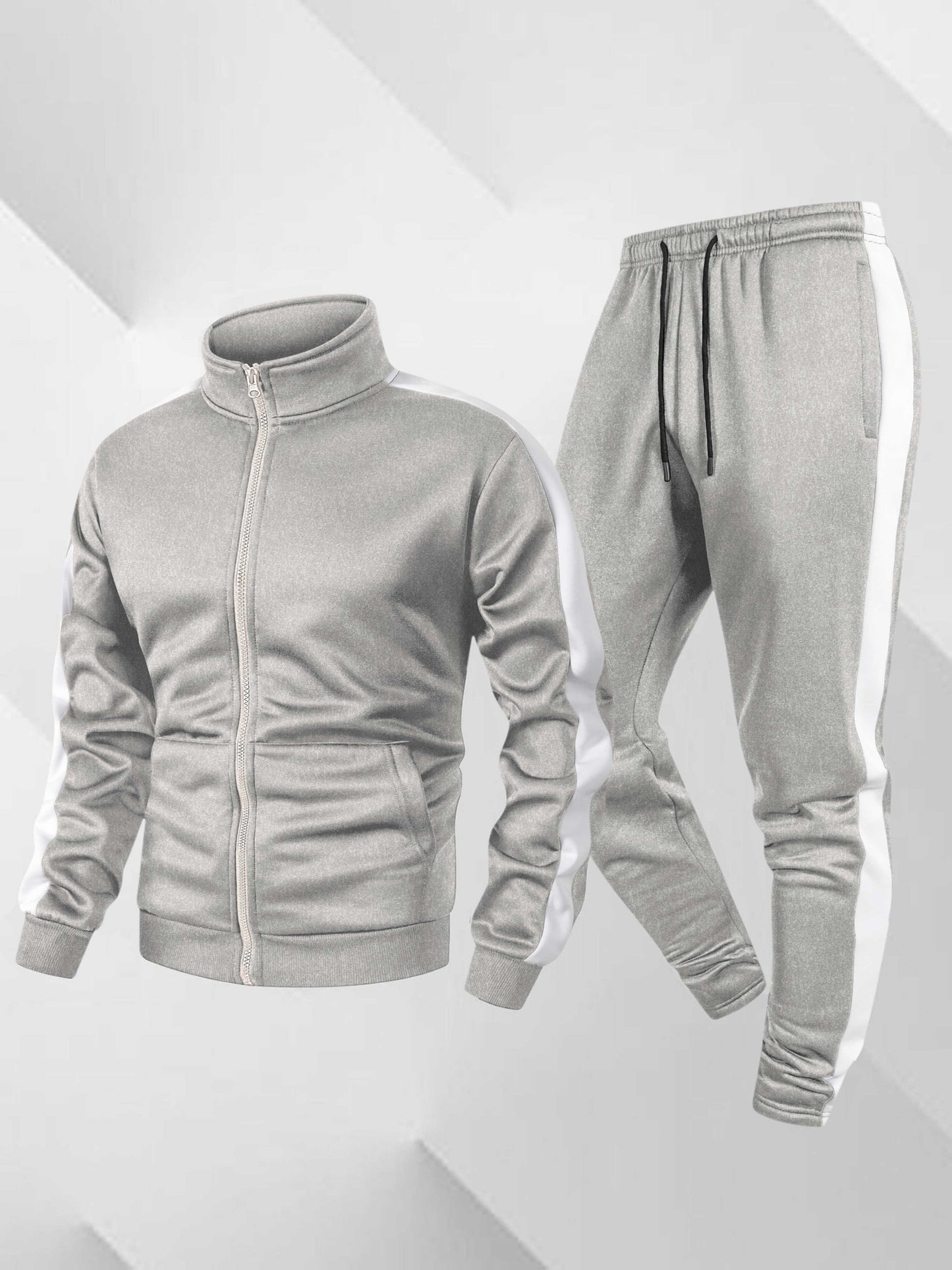 Men's Casual Athletic Tracksuit Set with Stretch Polyester