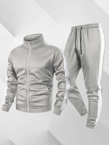Men's Casual Athletic Tracksuit Set with Stretch Polyester