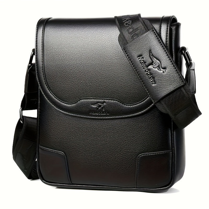 1pc KANDIDER Men's Fashion Crossbody Bag - Brown Vertical Shoulder Satchel with Adjustable Strap, Large Capacity for Business  Casual Travel