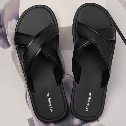 Men's All-Season Slip-On Sandals with Durable Cross Straps