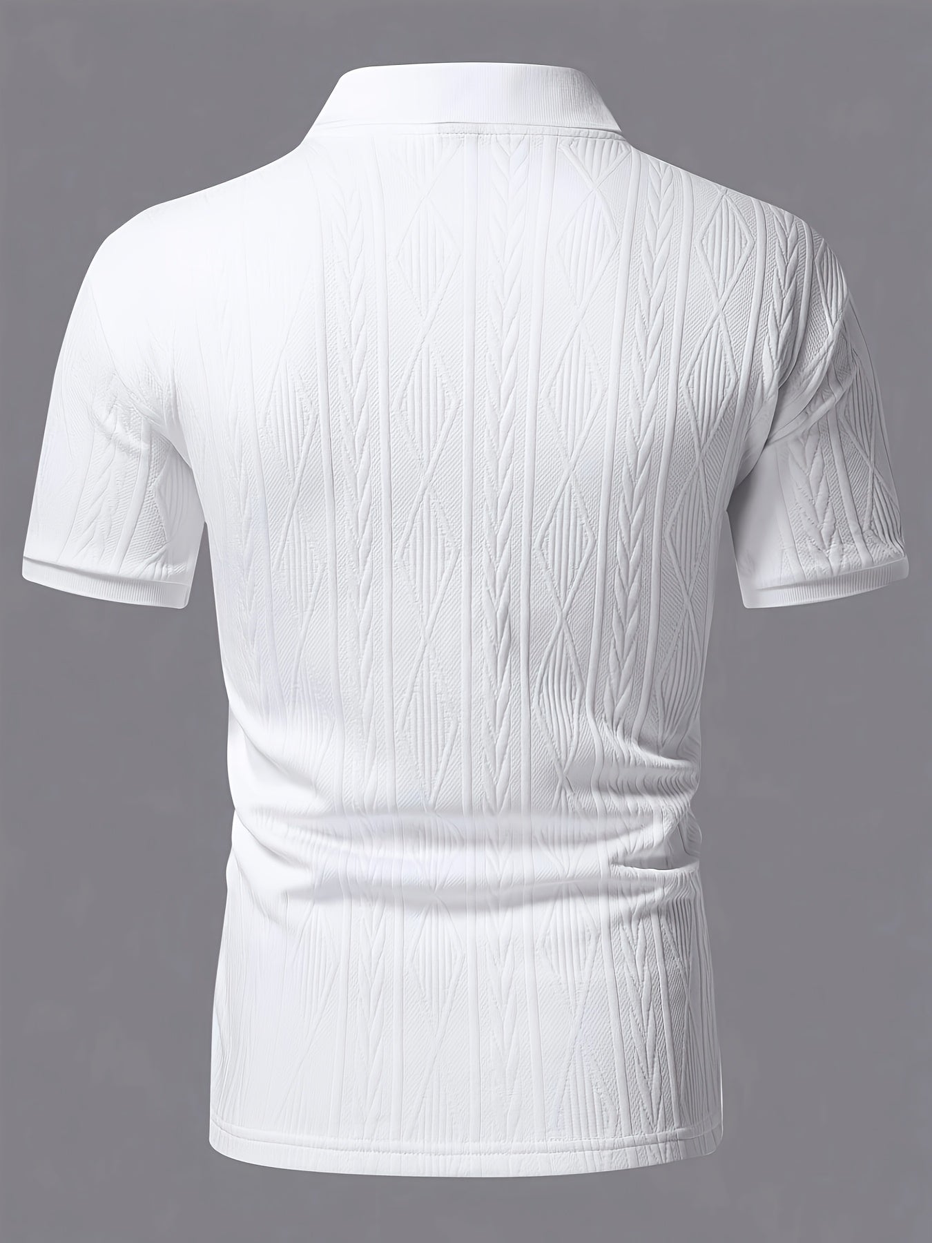 Men'S New Solid Color Top, Jacquard Design, Soft Fabric, Outdoor Casual Business Breathable Polo Shirt Golf Shirt, Suitable for Vacation and Business Occasions, Essential for Daily Leisure - ayq