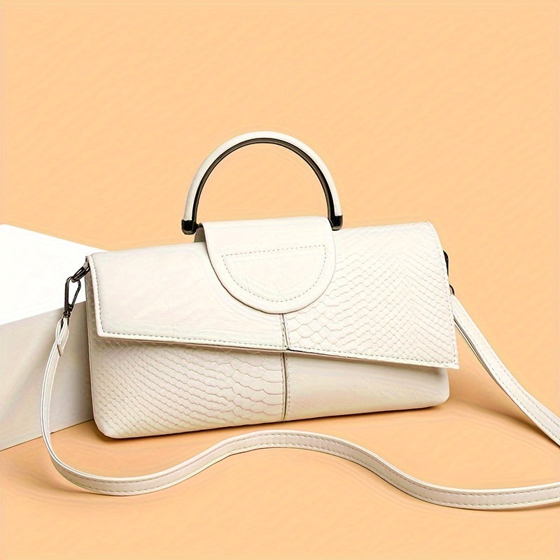 Women's Shoulder Bag Retro Crocodile Pattern Handbag, Women's Elegant Clutch Purse, Fashion Square Crossbody Bag