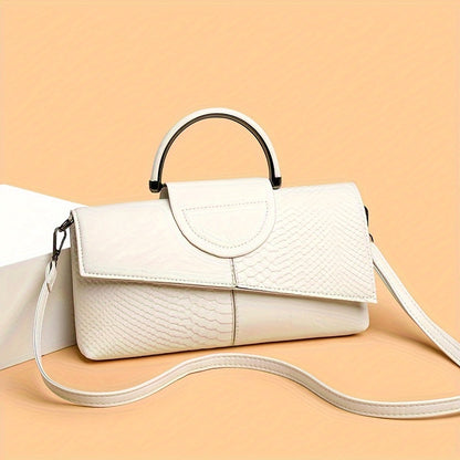 Women's Shoulder Bag Retro Crocodile Pattern Handbag, Women's Elegant Clutch Purse, Fashion Square Crossbody Bag