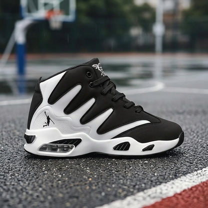 Men's High-Top Basketball Shoes Lightweight Breathable PU Sneakers