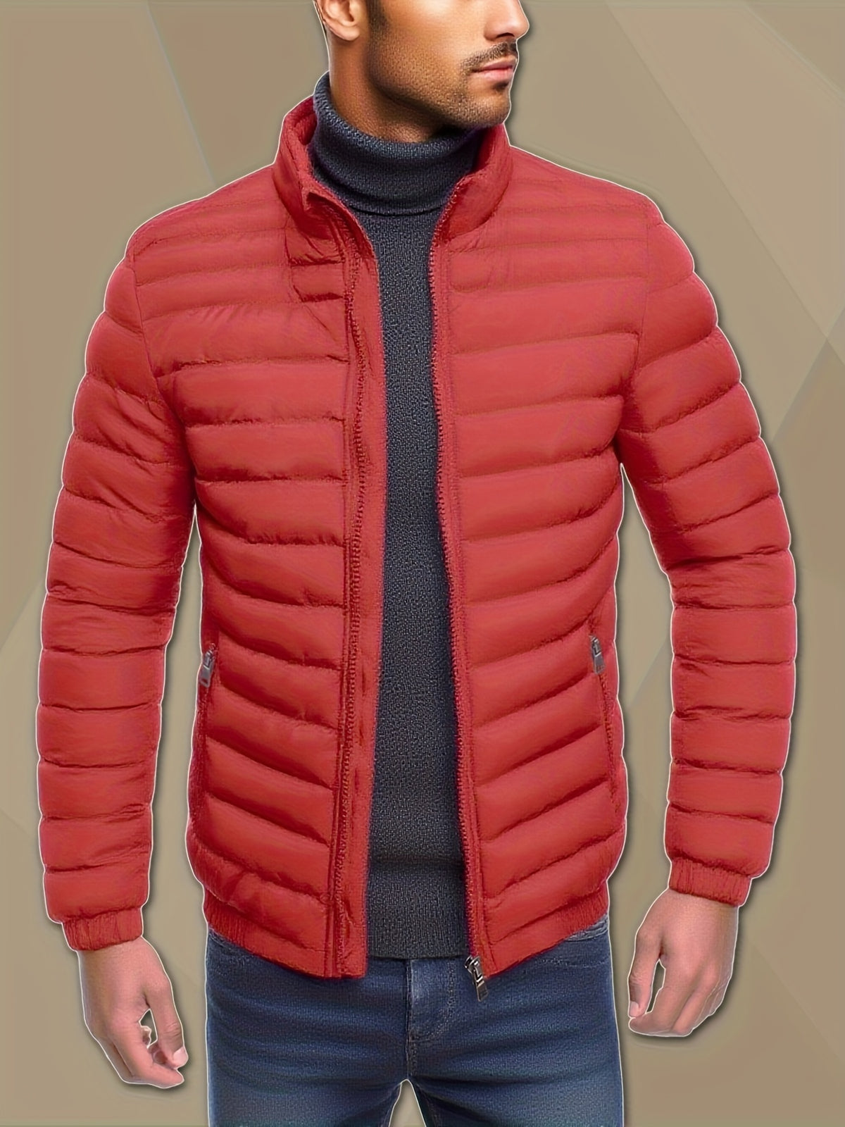 Men's Lightweight Stand Collar Winter Jacket - Casual Loose Fit