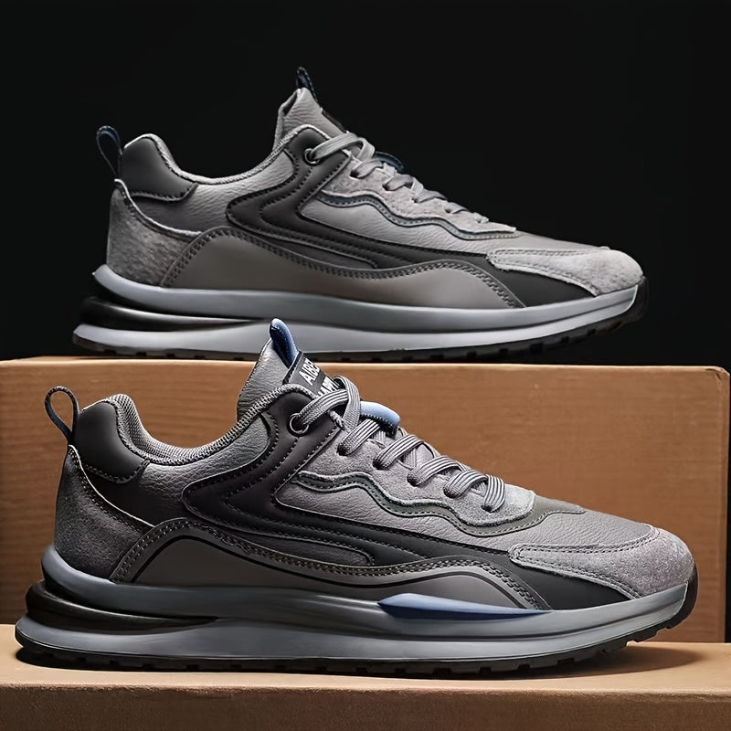 Men'S Lightweight Breathable Sneakers - Black  Gray Low-Top Lace-Up Shoes with Non-Slip PVC Sole, Durable Casual Sneakers for Running, Walking  Casual Attire, Running Shoes
