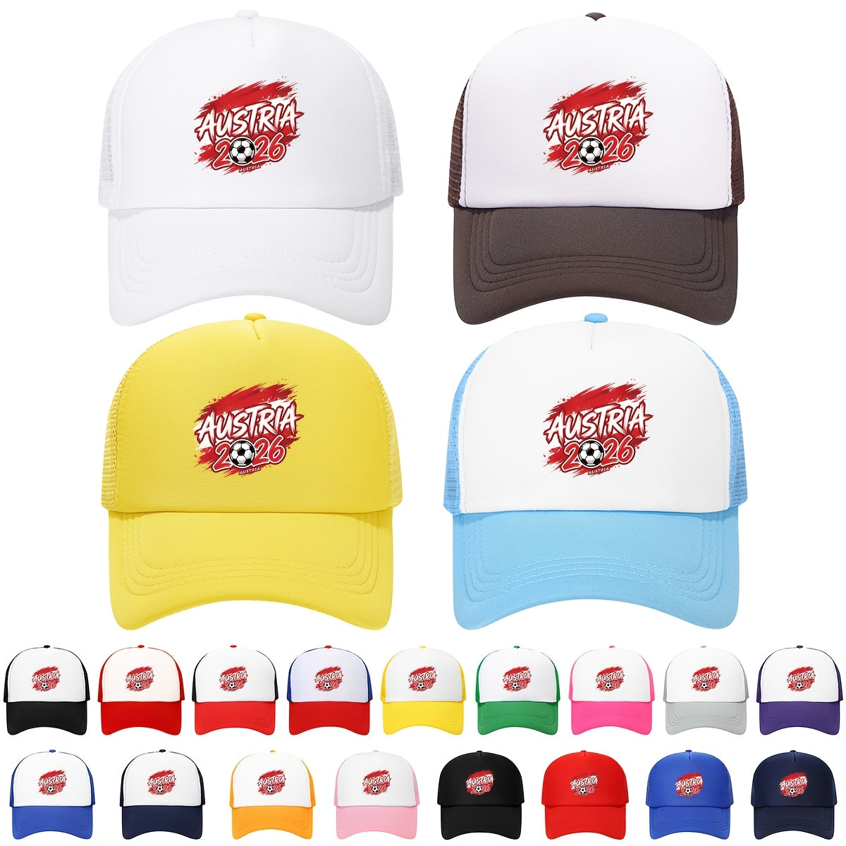 Austria 2026 Soccer Trucker Hat - Breathable Polyester Cap