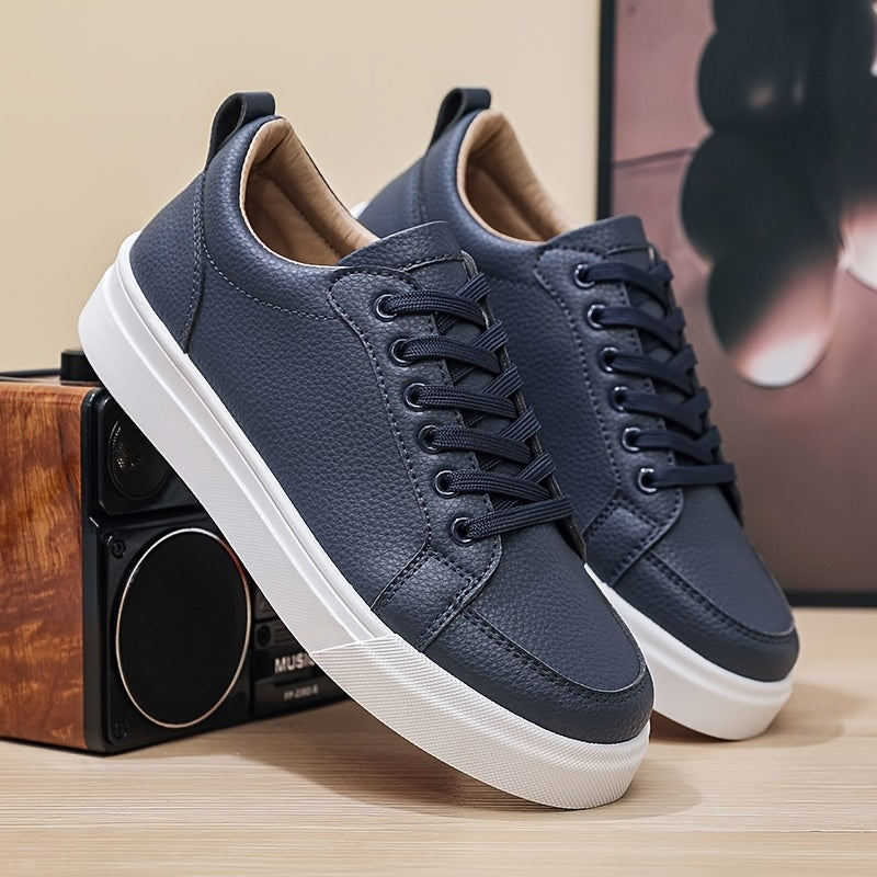 Men's Vintage Low-Top Casual Sneakers with PU Upper