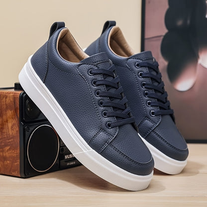 Men's Vintage Low-Top Casual Sneakers with PU Upper