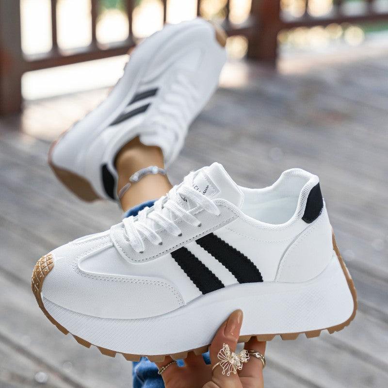 Women's Casual Low-Top Platform Sneakers with PVC Sole