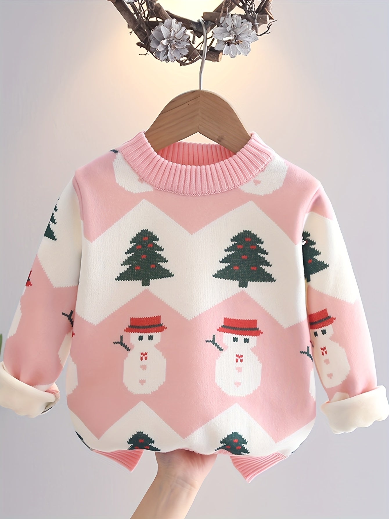 Girls' Winter Jacket with - Warm Long Sleeve Soft Sweater Coat, Round Neck & Placket, Hand Washable Cozy Outerwear for Christmas, New Year, & Play ( to) - Non-Bulky