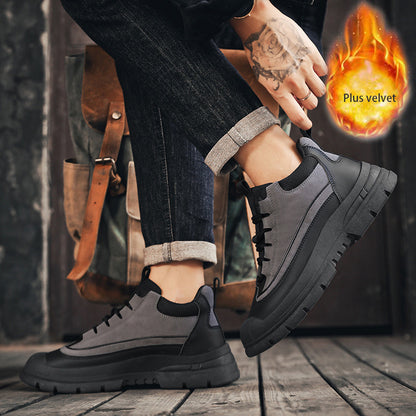 Men's Winter Casual Soft-Soled Lace-Up Shoes, Korean Style