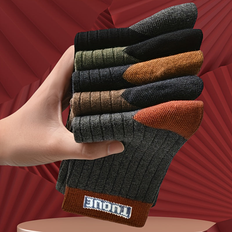 Men's Thickened Warm Winter Socks - Cushioned Thermal Knit, 10pcs