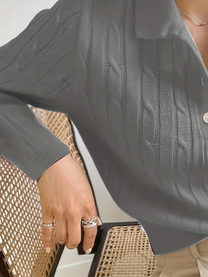 Elegant Long Sleeve Henley Pullover for Women - Fall/Winter Knit