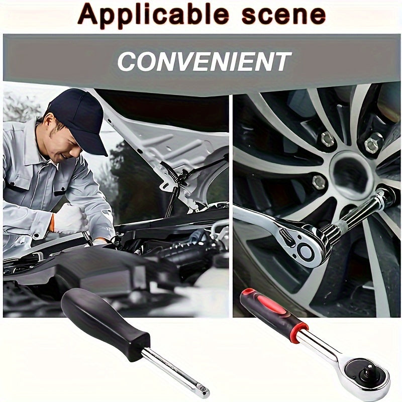 53pcs -in- Heavy-Duty Multi-Tool Kit Suitable for Car & Motorcycle Repair - Chrome-Vanadium Manual Tool Set with 53 Tools (Wrenches, Sockets,) in Black Case for Mechanics, DIY, Auto Maintenance