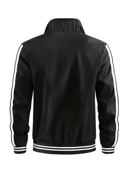Men's Polyester Bomber Jacket with Sporty Zipper Design