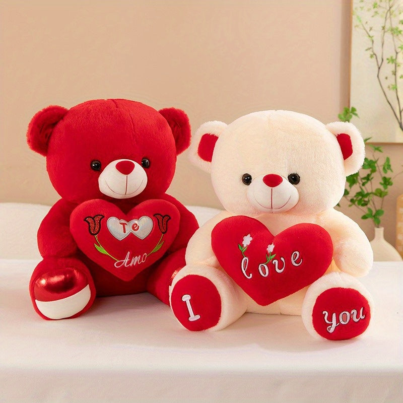 Red Heart Bear Plush Toy - Sitting Teddy Bear with "I Love You" Design, Soft Stuffed Animal for Valentine'S Day, Birthday, or Wedding Gift, Romantic Gift Item, Playful Design, Quality Craftsmanship