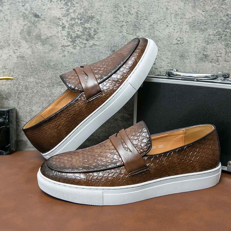 Men's Classic Low-Cut PU Office Loafers Slip-On Shoes