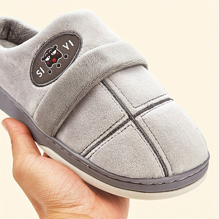 Men's Plush Memory Foam Plaid Slippers for Winter Comfort