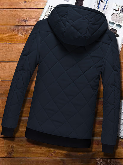 Men's Hooded Fleece-Lined Winter Jacket Casual Coat