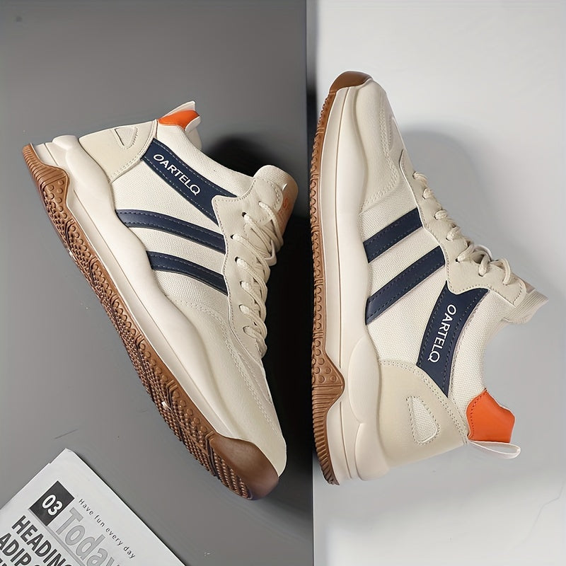 Men's Breathable Lace-Up Sneakers - Casual  Stylish, Versatile for All Seasons, Non-Slip Rubber Sole