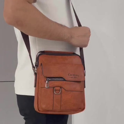 New Men's shoulder bag fashion leisure bag small satchel vertical handbag business Men's diagonal bag [zipper direction random]