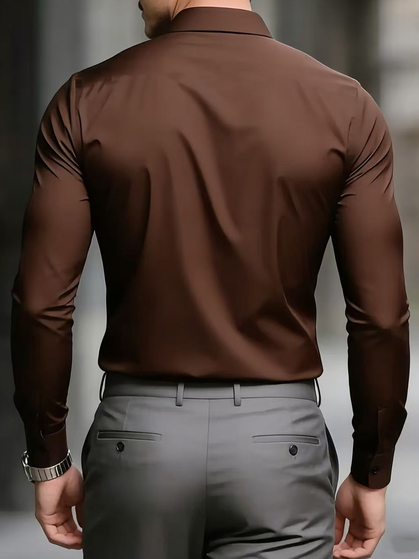 Men's Casual Long Sleeve Business Shirt for Spring and Fall