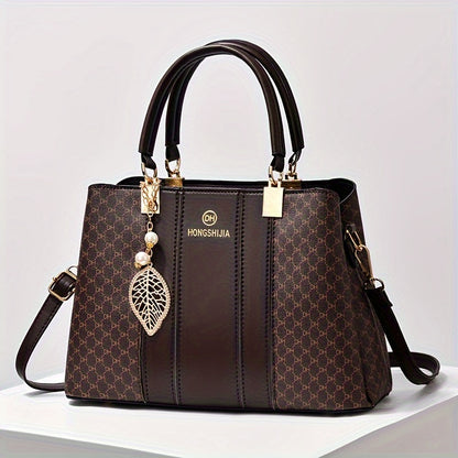 Elegant Large Capacity PU Shoulder Bag for Women with Animal Print