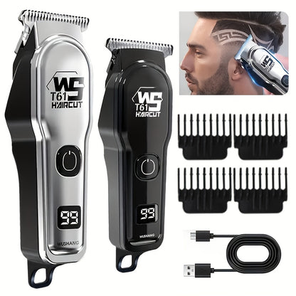 1 Men's Wireless Hair Clipper & Beard Trimmer with LCD Display, Professional USB Rechargeable Grooming Kit - Durble and Portatile for Father' Day/Birthday or Holiday Presents - ayq