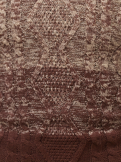 Men'S Casual Pullover Sweater for Spring And Autumn, Featuring a Color-Blocked Cable Knit Design, Made from 100% Acrylic Material.