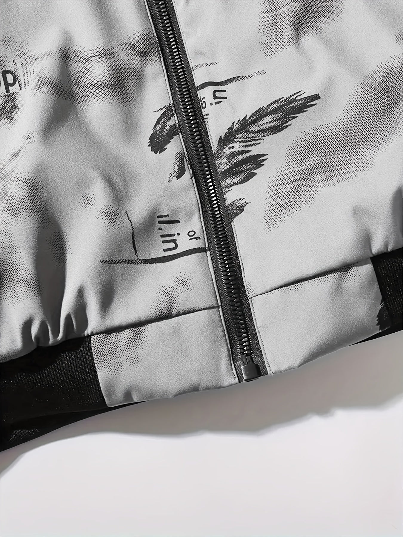 Men'S Lightweight Preppy Bomber Jacket with Feather & Star Print, Stand Collar, Zip-Up, Loose Fit, Polyester Lining, Casual Streetwear Style, Casual Outerwear | Star Pattern Jacket | Zippered Jacket