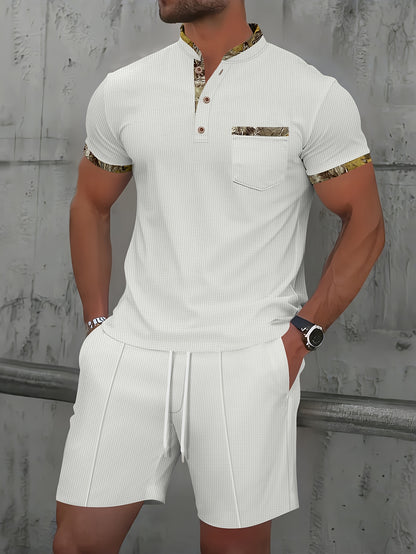 Men's Casual Summer Suit Set - Short Sleeve Shirt & Shorts