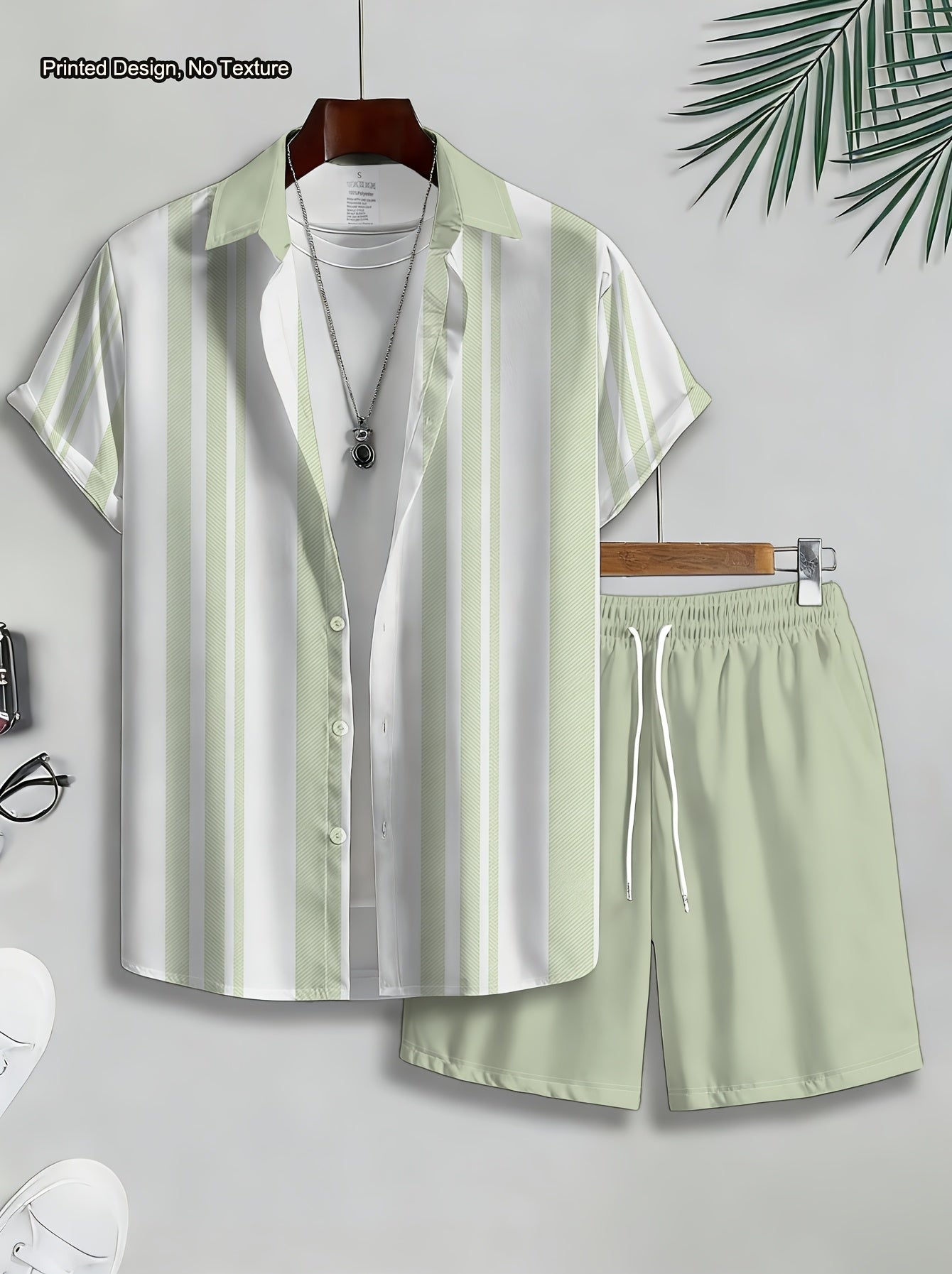 Men's Casual 2-Piece Striped Shirt & Shorts Summer Set