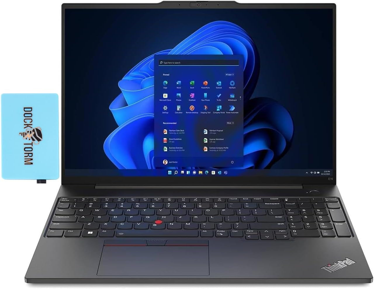 Lenovo Thinkpad E16 Gen 1 Business Laptop 16.0" WUXGA IPS Display 300 Nits (AMD Ryzen 5 7530U 6-Core 2.00Ghz, 16GB RAM, 512GB Pcie SSD, AMD Radeon, Backlit KYB, FP, Wifi 6, Win11Pro) W/Dockztorm Hub